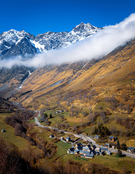 山村河流山景