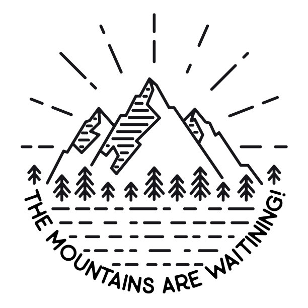 徒步登山矢量logo元素