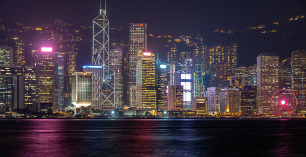 香港维多利亚港全景夜景