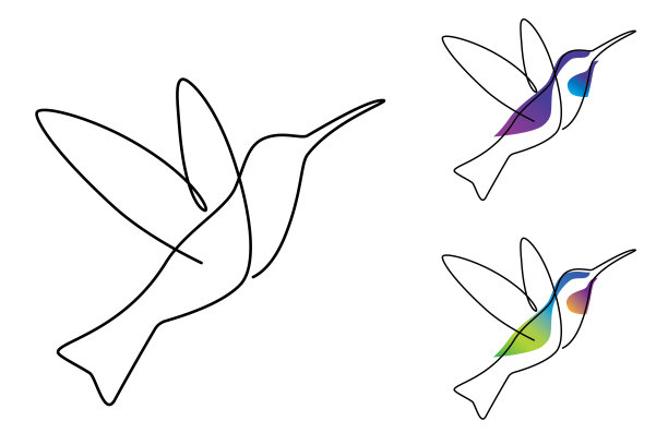 花和鸟线描