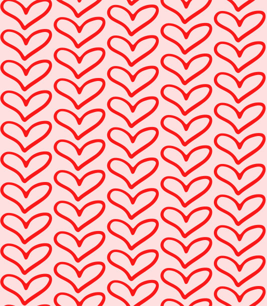情人节可爱线描的心形矢量图