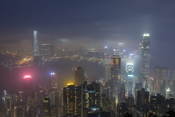 香港维多利亚港城市夜景