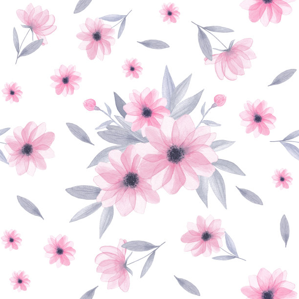 粉色花朵四方连续图