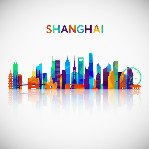 中国上海地标建筑插画