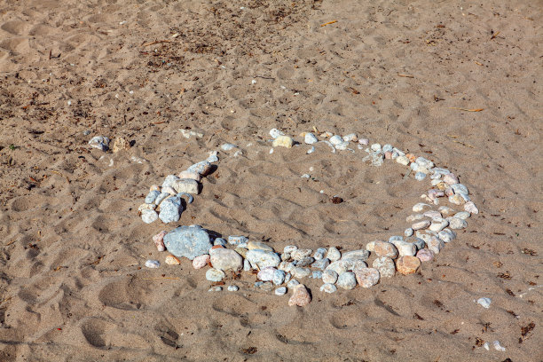 沙滩心形纹理