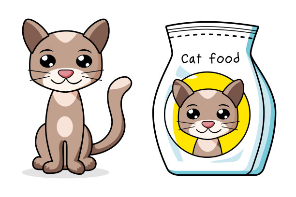 卡通喵星人小猫咪零食包装设计包