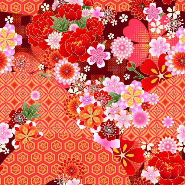 中式传统花纹布料背景底图