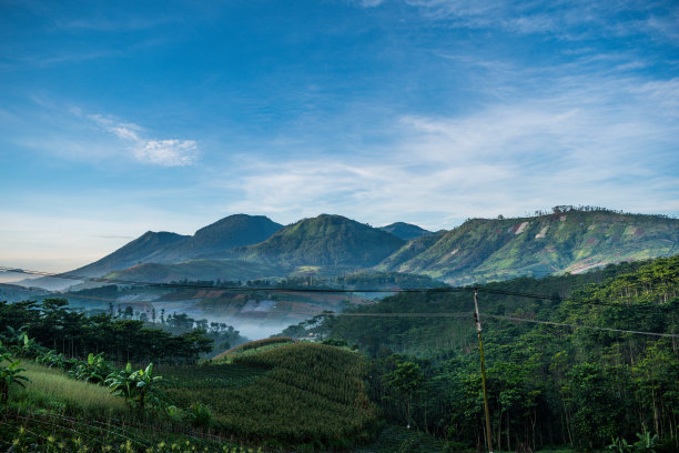 群山森林湖水天空风景