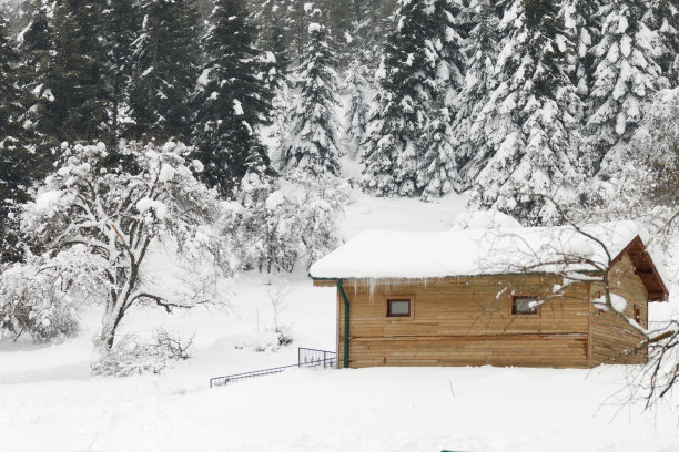 木质冰雪房子