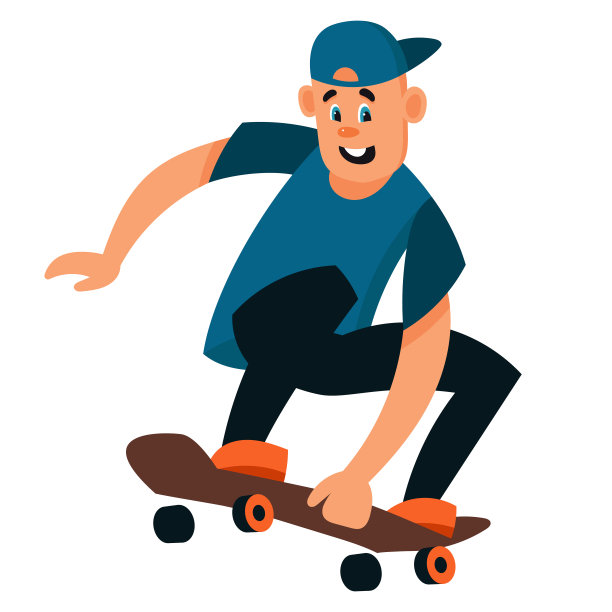 玩滑板的卡通人物形象