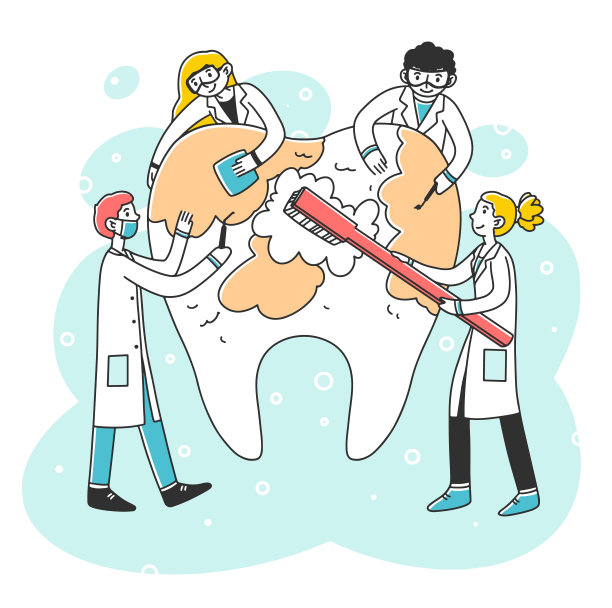 牙医和患者矢量