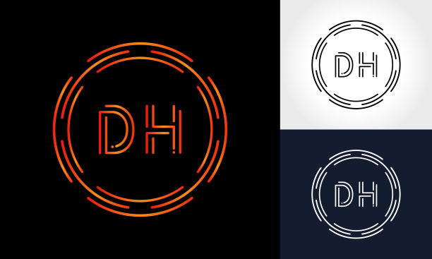 h字母金字logo设计