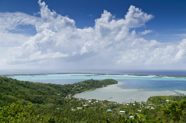 航拍海岛丛林风景