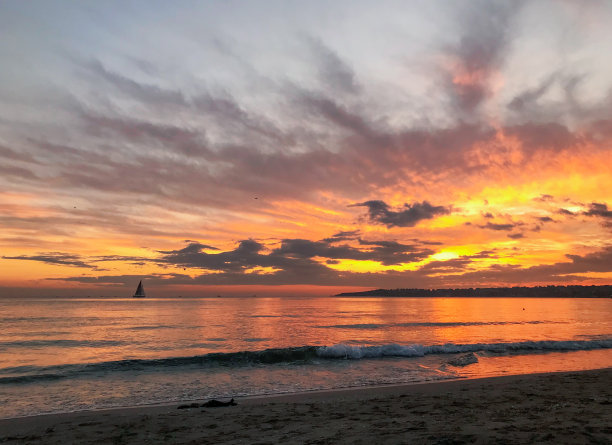 夕阳海面风景图片