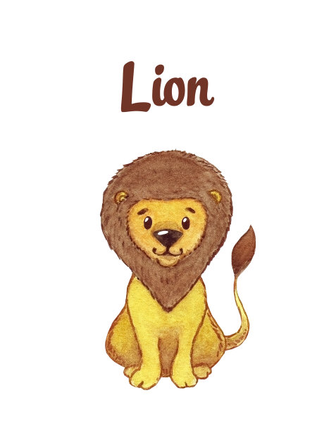 可爱的动物狮子插画