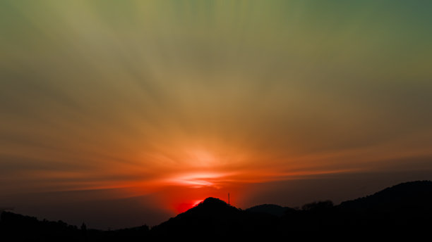 群山大海天空夜景风景