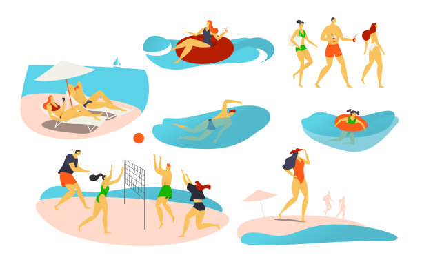 夏季游泳插画海报