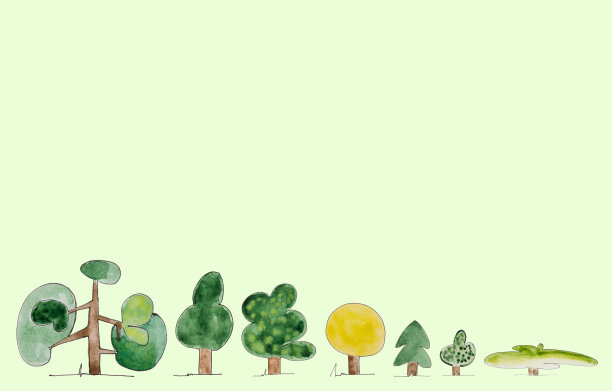春天树林绿叶插画
