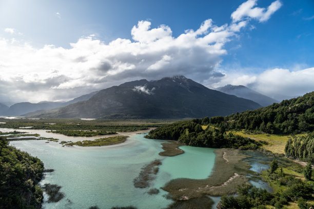 群山森林湖水天空风景