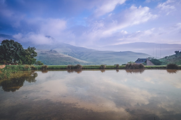 夕阳水纹湖泊波纹