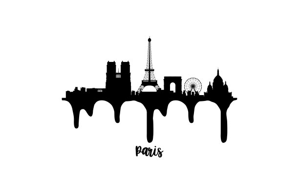 法国城市剪影法国插画