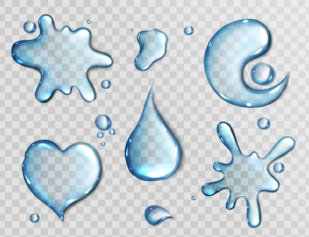 水滴元素透明蓝色水珠背景图
