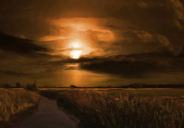 夜空风景油画