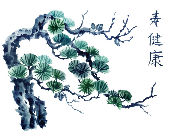 中式群山水墨画