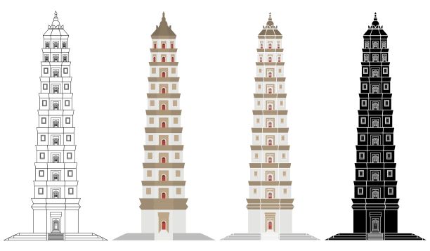 中国风建筑插画