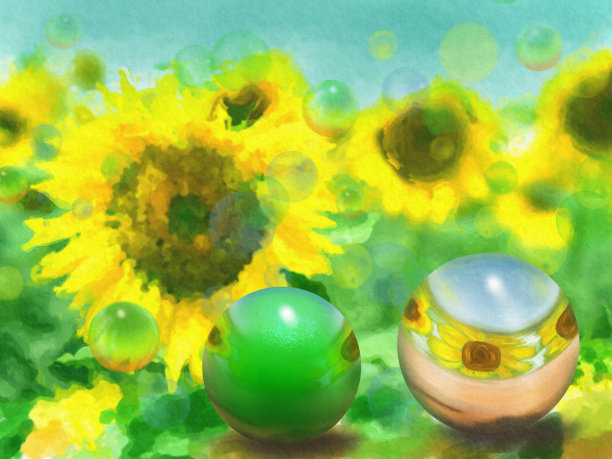 高清油画装饰画,向日葵