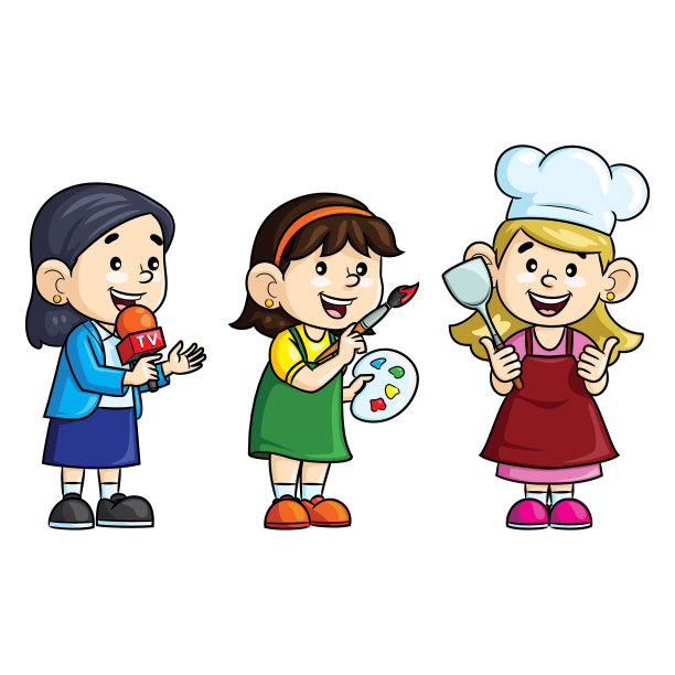 卡通男孩女孩,小厨师,美食