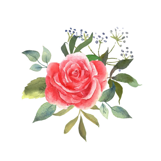 水彩花卉装饰婚礼卡片模板