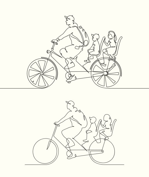 骑车插画