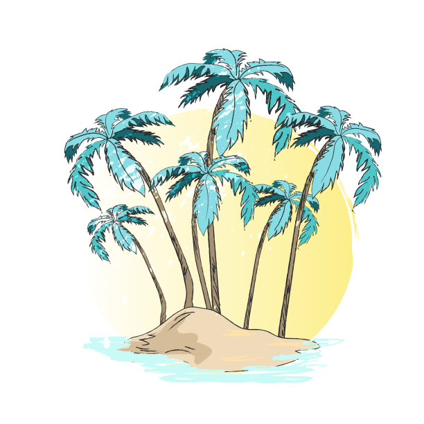 卡通背景椰树