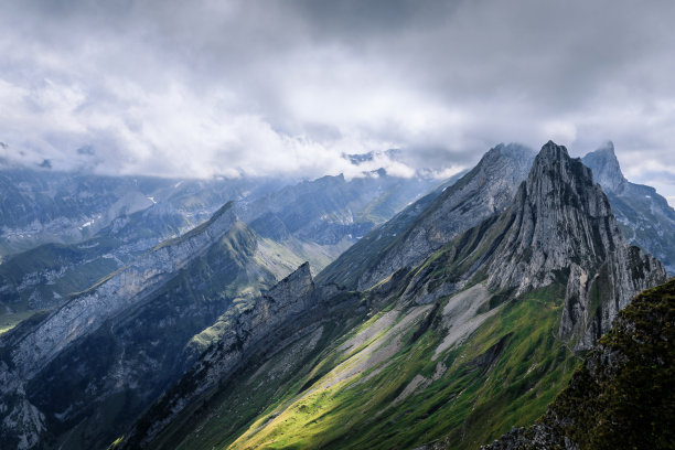 群山森林湖水天空风景