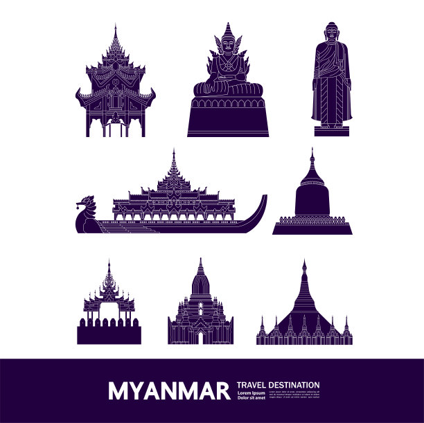 缅甸地标建筑矢量