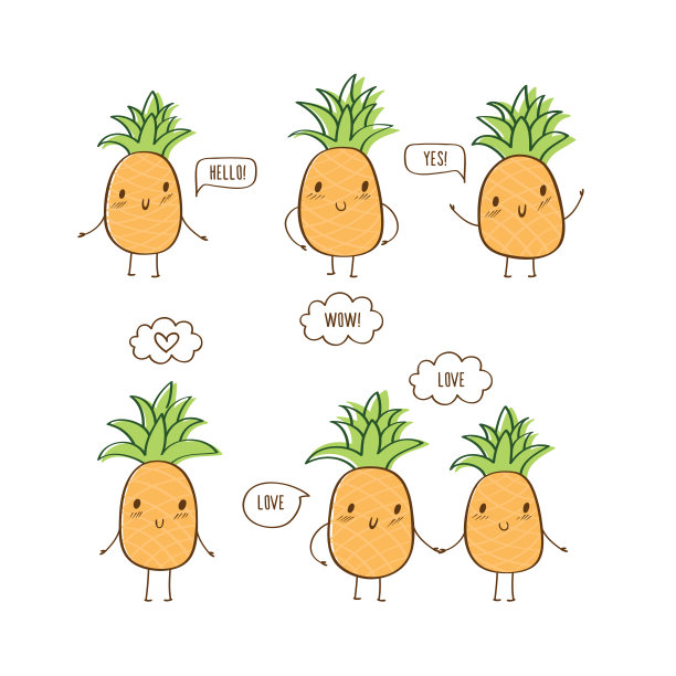 可爱菠萝卡通插画
