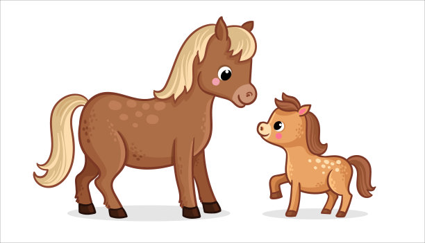 卡通风格的幼小的马
