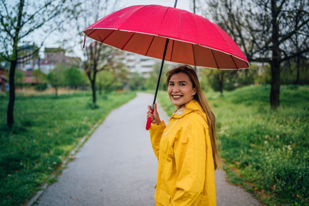 手拿雨伞