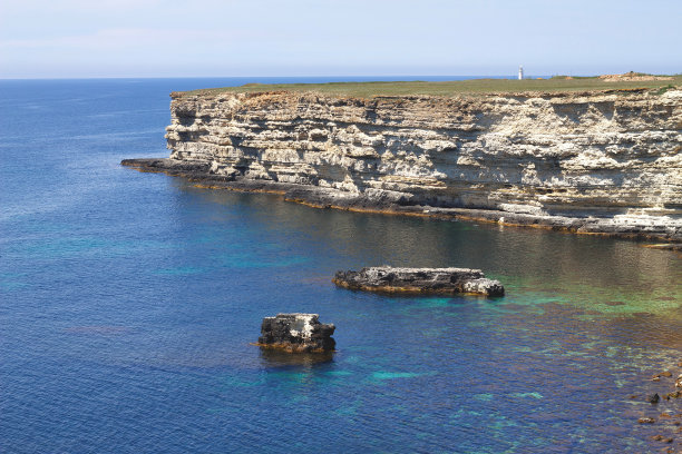 夏季海边建筑自然风光背景素材