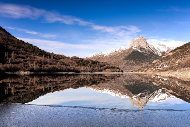 群山森林湖水天空风景