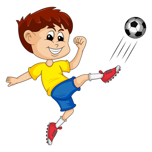 儿童踢足球插画