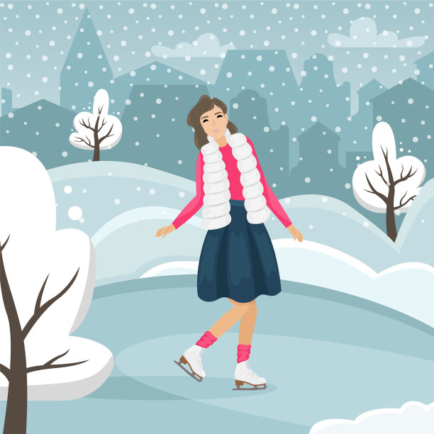 女孩,冬天,可爱的,花样滑冰,运动,滑冰,雪,节日,欢乐,户外