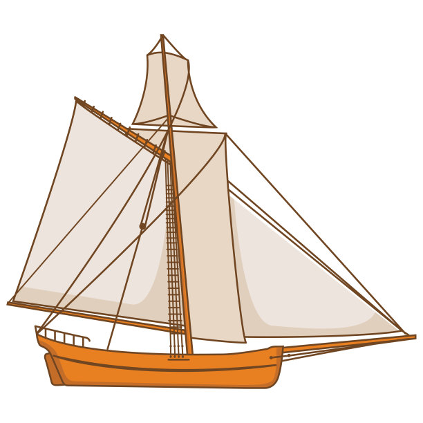 卡通大海帆船