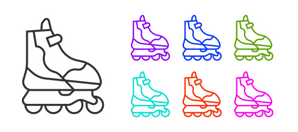 鞋类彩色图标集矢量