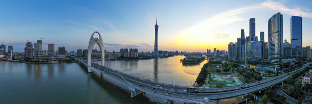 航拍中国广州珠江新城天际线