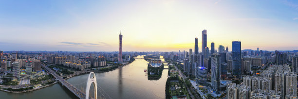 航拍中国广州珠江新城天际线