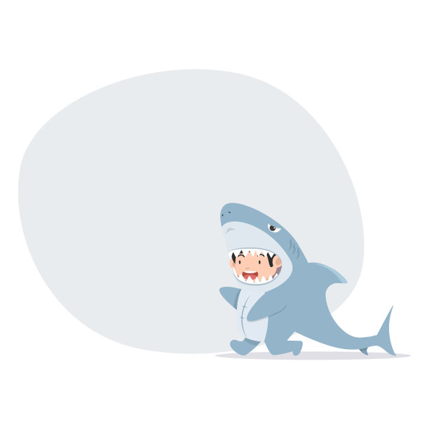 可爱卡通蓝色小鲨鱼