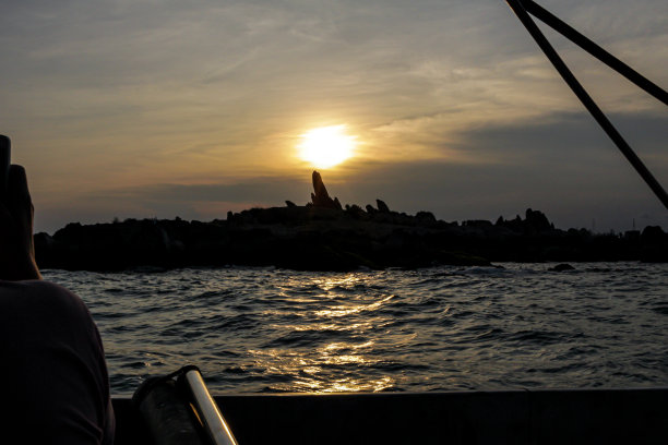 海滨生活黄昏海边夜景