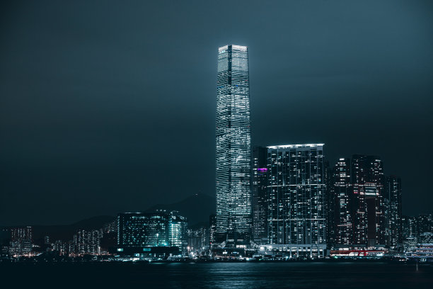 香港维多利亚港全景夜景